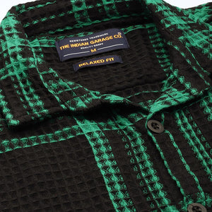 Men's Black Relaxed Fit Textured Casual Shirt