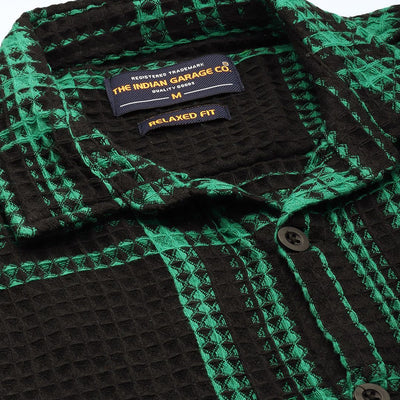 Men's Black Relaxed Fit Textured Casual Shirt