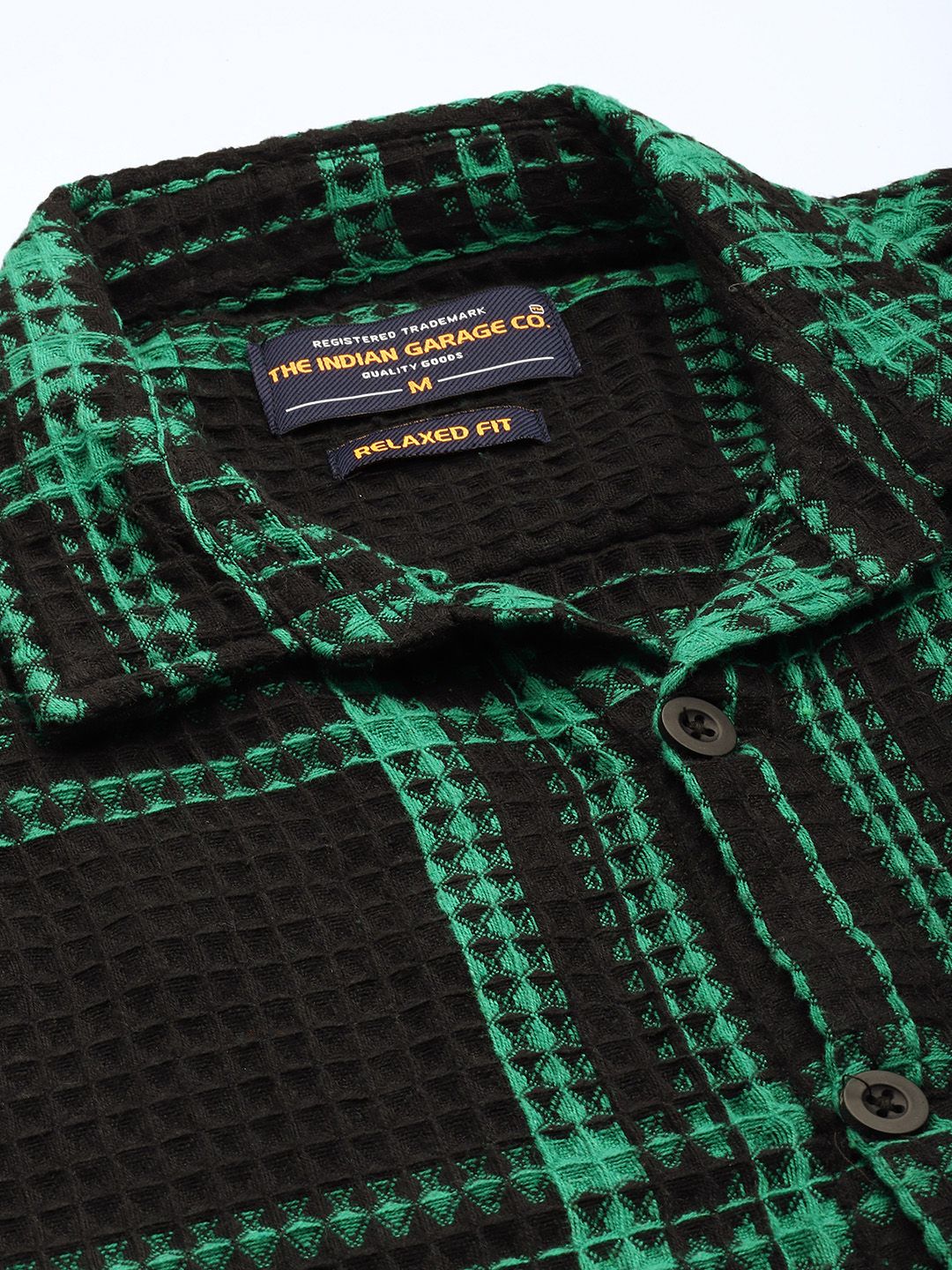 Men's Black Relaxed Fit Textured Casual Shirt