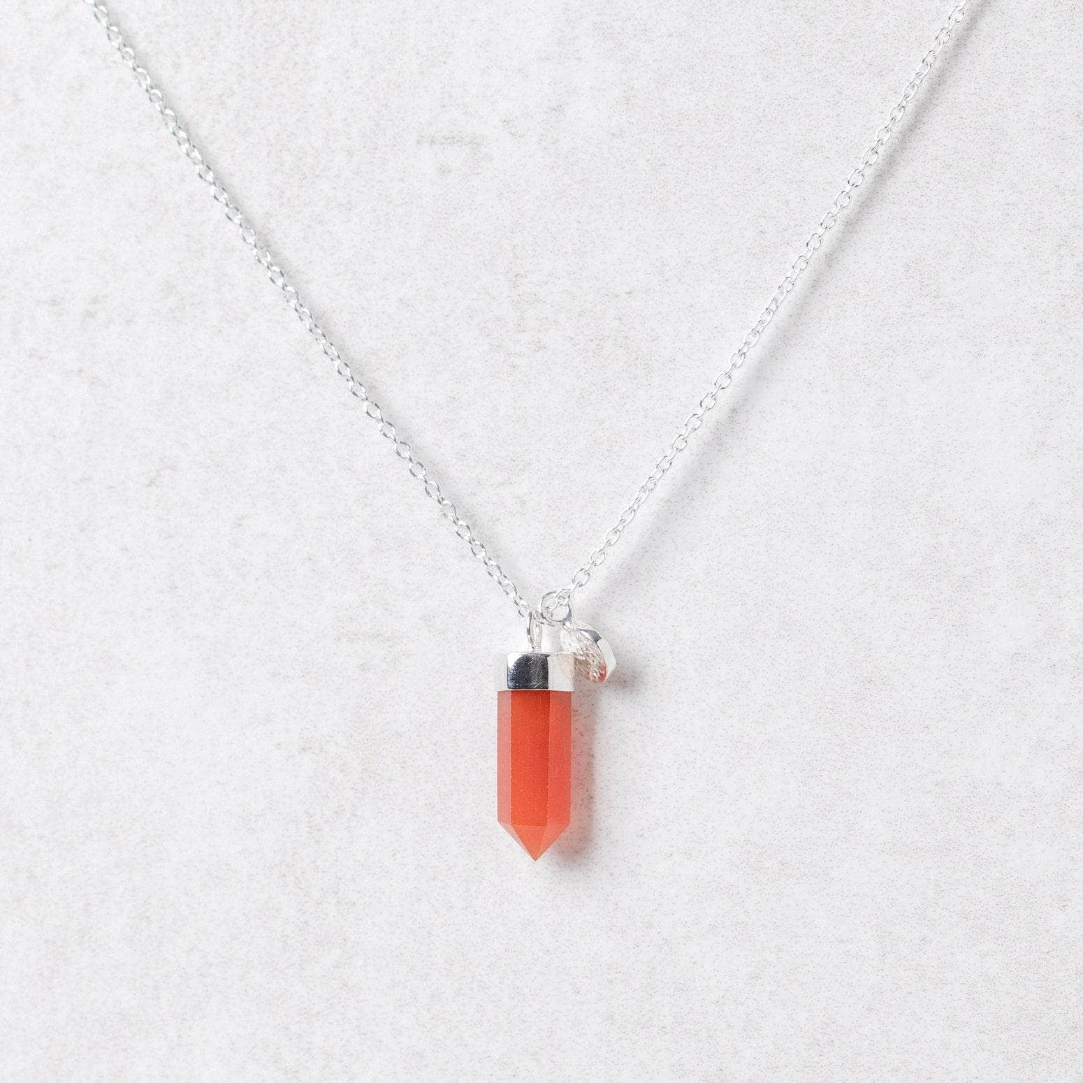 Delicate Carnelian Crystal Point Necklace