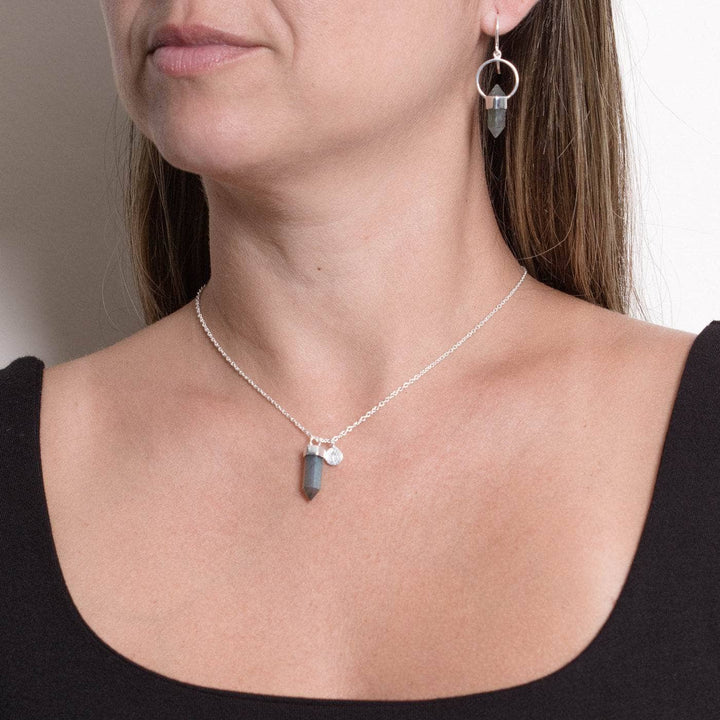 Delicate Labradorite Crystal Point Necklace