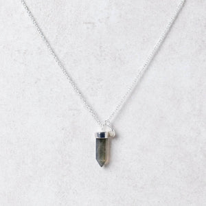 Delicate Labradorite Crystal Point Necklace