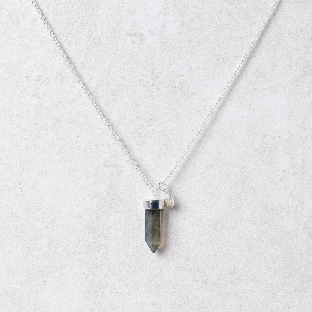 Delicate Labradorite Crystal Point Necklace