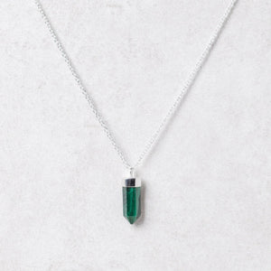 Delicate Genuine Malachite Crystal Point Necklace