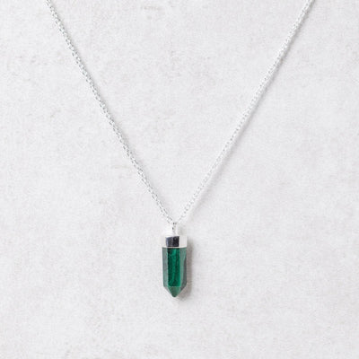 Delicate Genuine Malachite Crystal Point Necklace