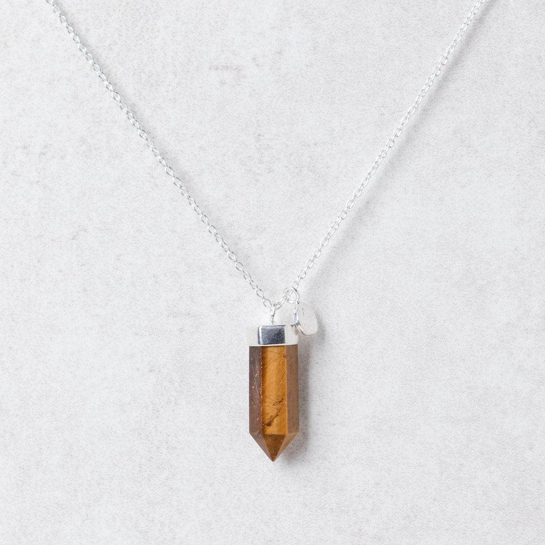 Tiger Eye Crystal Point Necklace