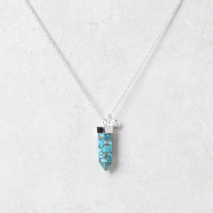 Genuine Turquoise Crystal Point Necklace