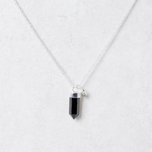 Delicate Black Tourmaline Crystal Point Necklace