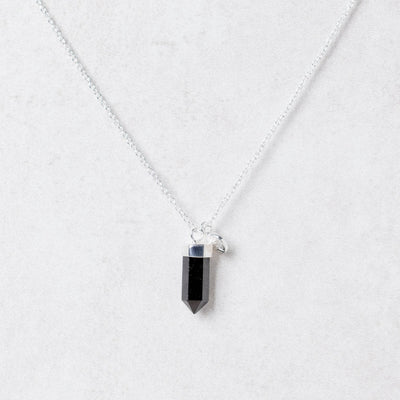 Delicate Black Tourmaline Crystal Point Necklace