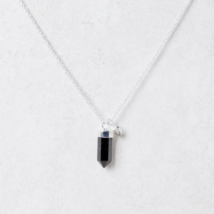 Delicate Black Tourmaline Crystal Point Necklace