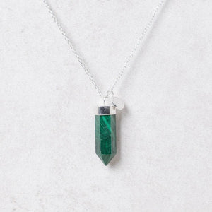 Genuine Malachite Crystal Point Necklace