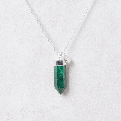 Genuine Malachite Crystal Point Necklace