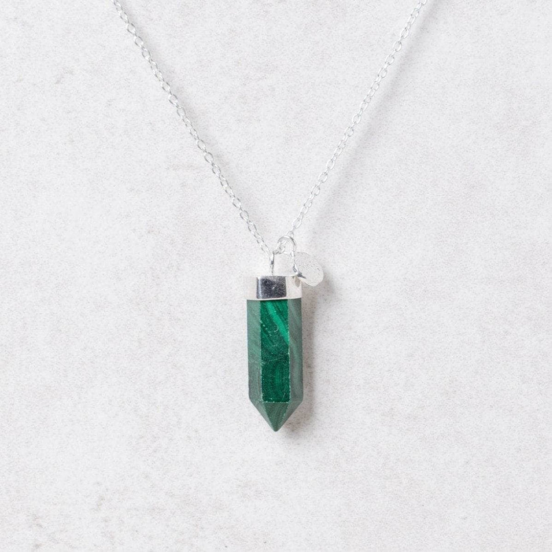 Genuine Malachite Crystal Point Necklace