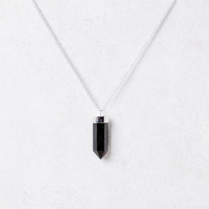 Black Tourmaline Crystal Point Necklace