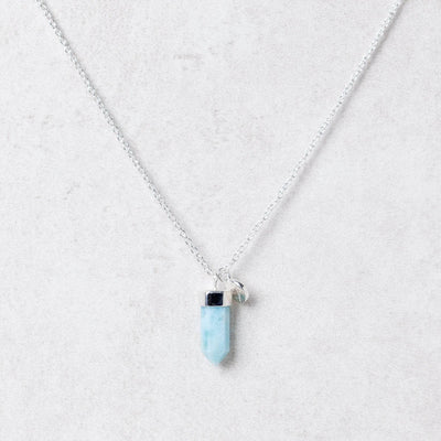 Delicate Rare Genuine Larimar Crystal Point Necklace