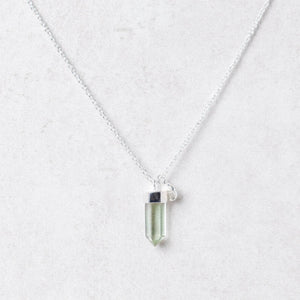 Delicate Green Amethyst Crystal Point Necklace
