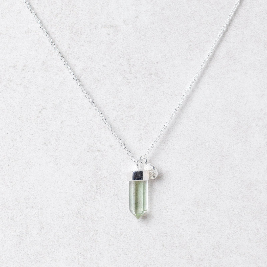 Delicate Green Amethyst Crystal Point Necklace