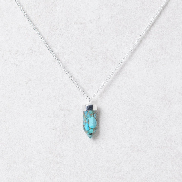 Delicate Genuine Turquoise Crystal Point Necklace