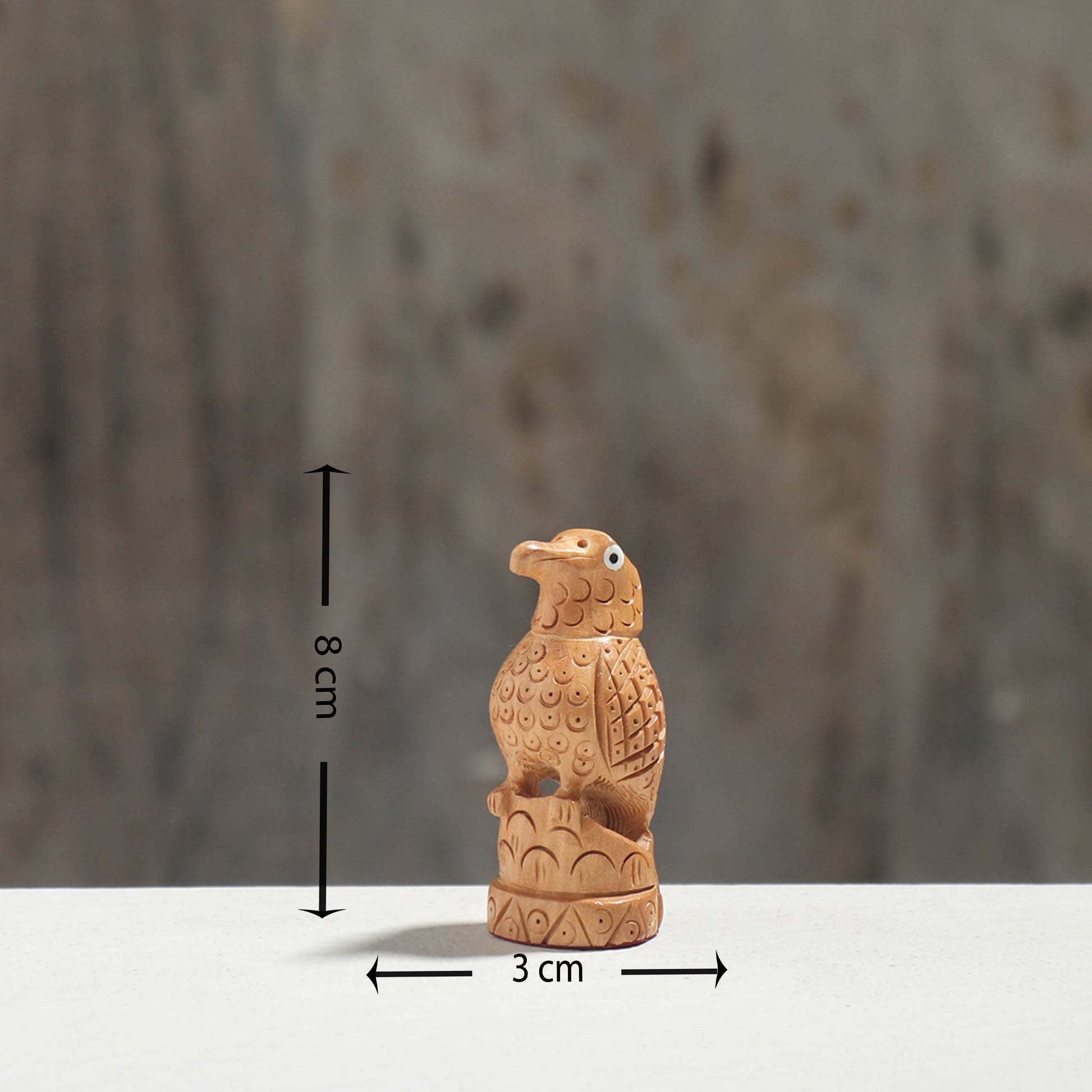 Bird - Hand Carved Kadam Wood Sculpture (3 in)