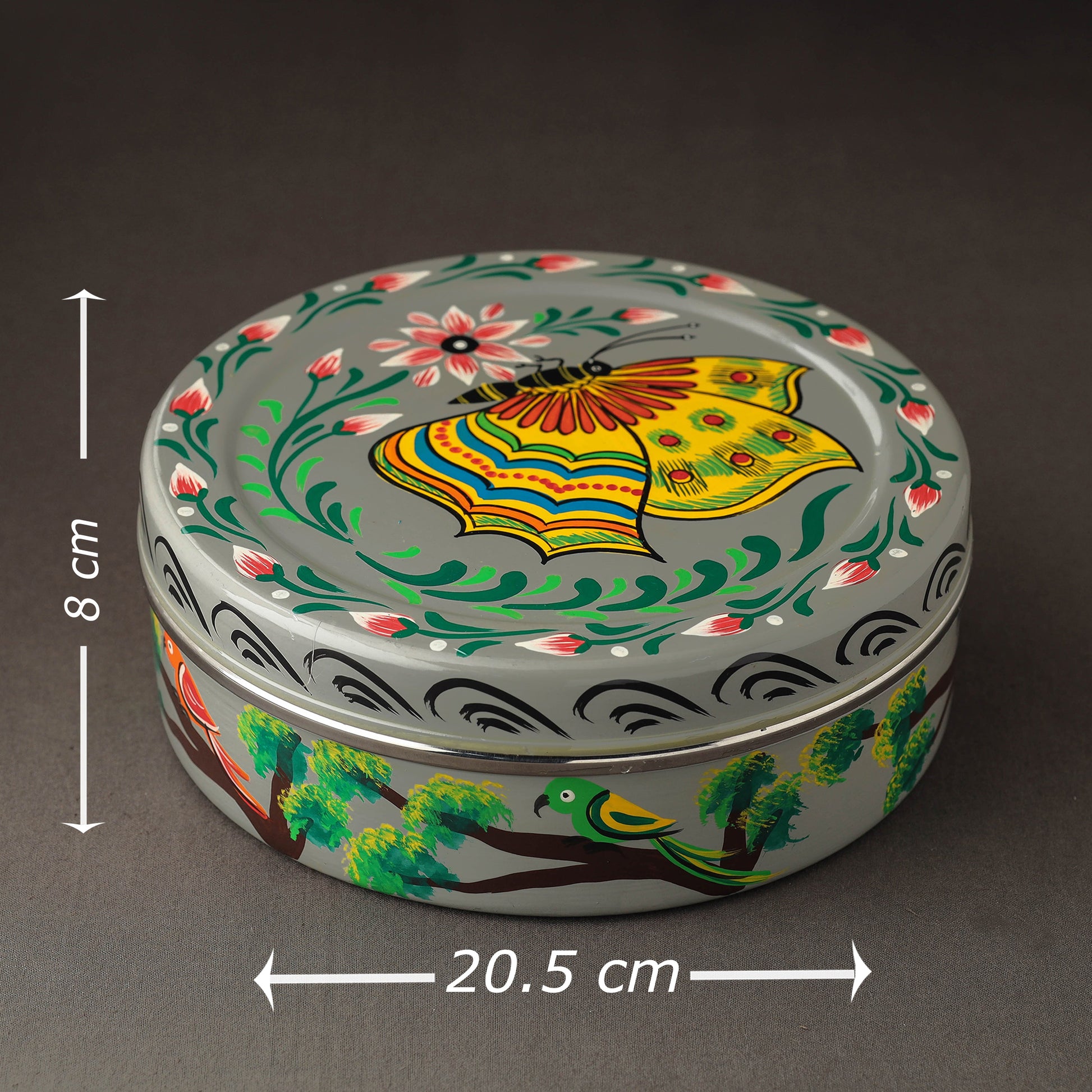 Banaras Handpainted Stainless Steel Chapati Box