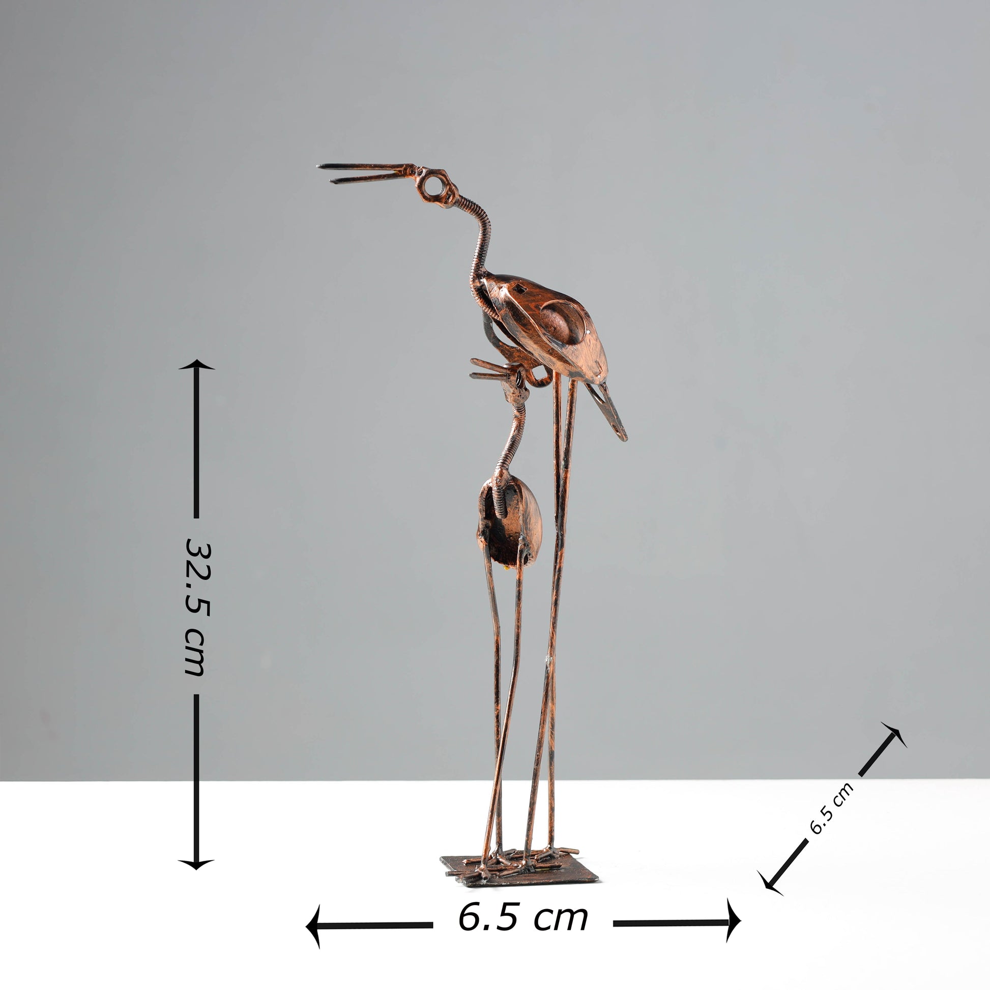 Bird Crane Mother with Child - Handmade Recycled Metal Sculpture by Debabrata Ruidas
