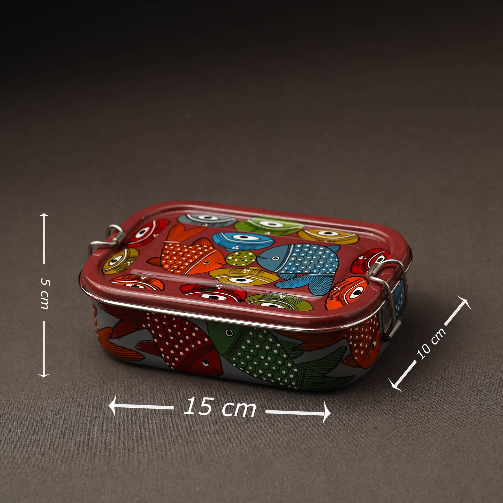 Bengal Patua Handpainted Stainless Steel Lunch Box (6 x 4 in)
