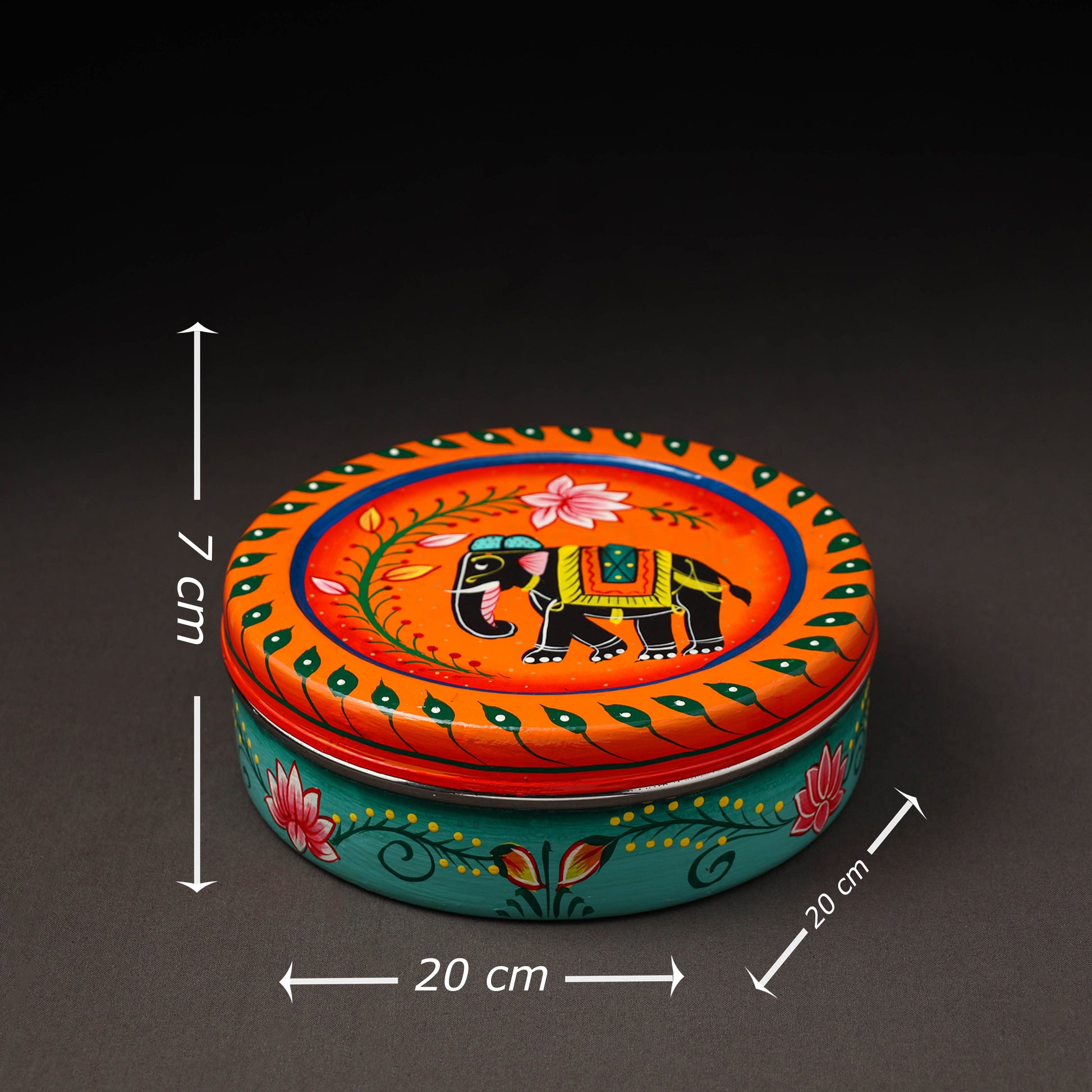 Banaras Handpainted Stainless Steel Roti Box 01