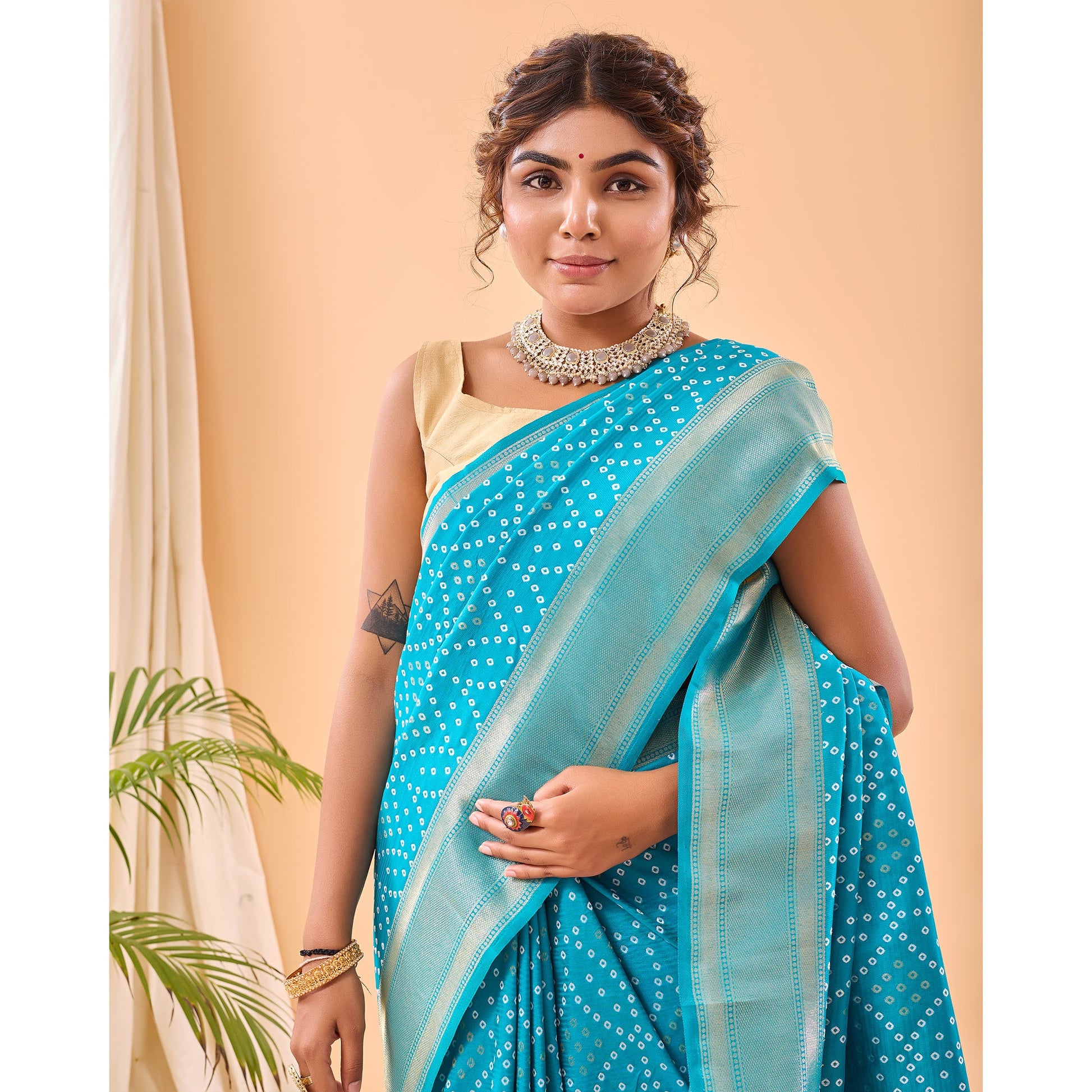Blue - Bandhej Paithani Sky Paithani Silk Handwork Saree