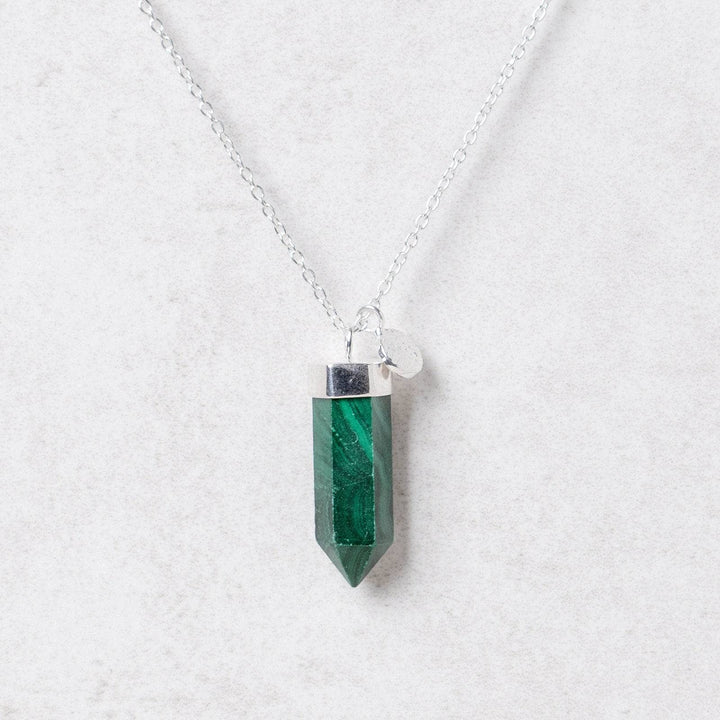 Genuine Malachite Crystal Point Necklace