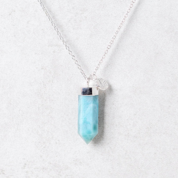 Rare Genuine Larimar Crystal Point Necklace