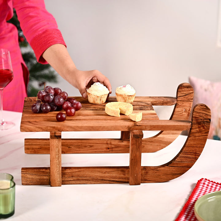 Sledge Acacia Wood Serving Platter Riser