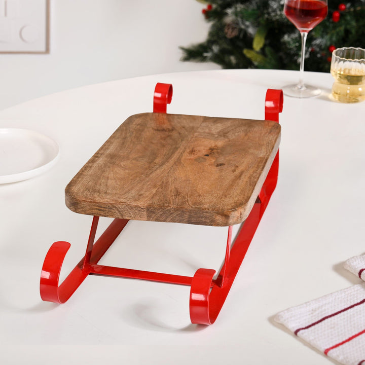 Wooden Sleigh Table Riser Serving Platter