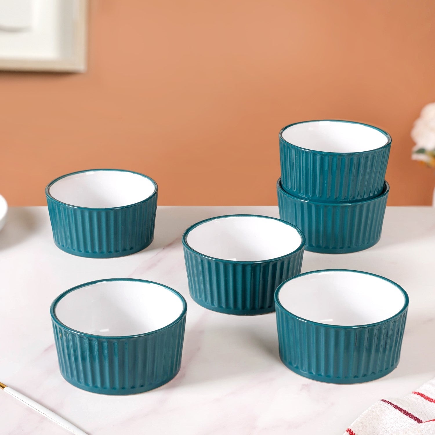 Cresta Snack Bowl Set Of 6 Teal 400ml