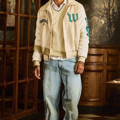 Legends Lost Soul Beige Varsity Jacket