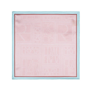 Rare Rabbit Men's Dani Beige Silk Fabric Monogram Print Pocket Square