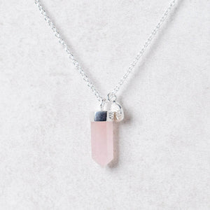 Delicate Rose Quartz Crystal Point Necklace