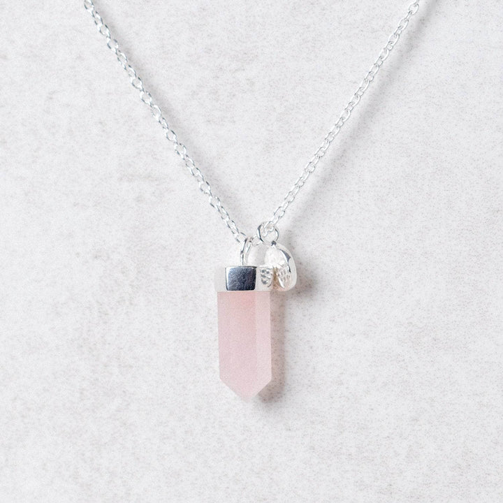 Delicate Rose Quartz Crystal Point Necklace