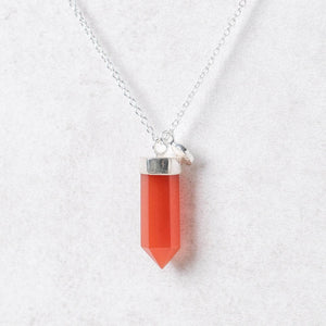 Delicate Carnelian Crystal Point Necklace