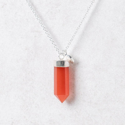 Delicate Carnelian Crystal Point Necklace