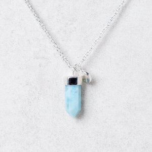 Delicate Rare Genuine Larimar Crystal Point Necklace