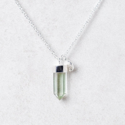 Delicate Green Amethyst Crystal Point Necklace