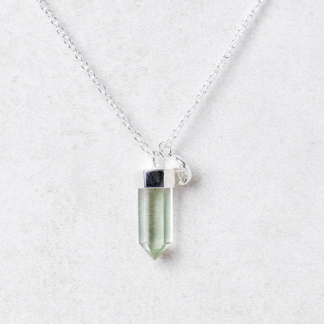 Delicate Green Amethyst Crystal Point Necklace