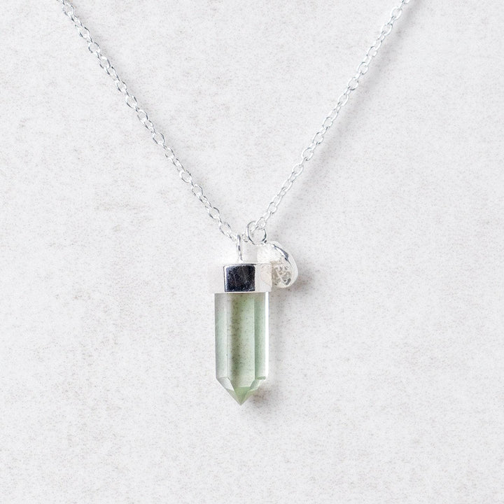 Delicate Green Amethyst Crystal Point Necklace