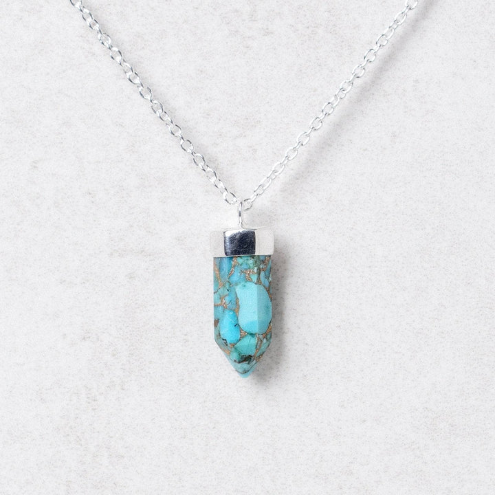 Delicate Genuine Turquoise Crystal Point Necklace