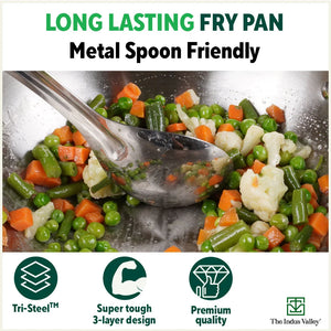 TurboCuk Tri-ply Stainless Steel Deep Fry Pan, Premium Quality, 3 Layer Thick Body, 100% Toxin-free, Non-stick, Induction & Gas, 22.1cm, 1.6L