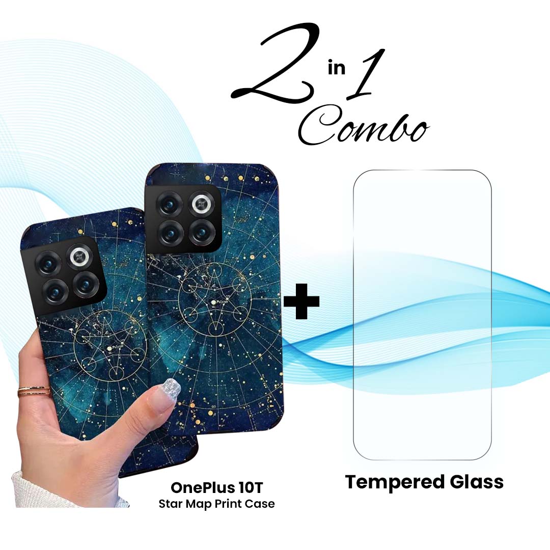 OnePlus (2 in 1 Combo) - Star Map Print Case + Tempered Glass