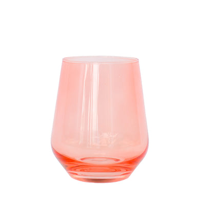Estelle Colored Wine Stemless - Set of 2- Peach Fuzz {Our Coral Peach Pink}