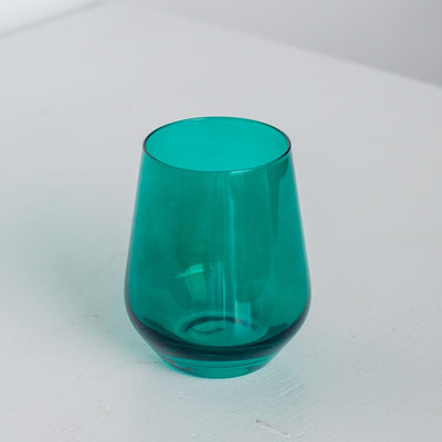 Estelle Colored Wine Stemless - Set of 2 {Emerald Green}
