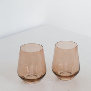 Estelle Colored Wine Stemless - Set of 2 {Mocha Mousse (Our Amber Smoke)}