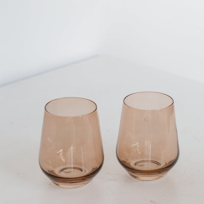 Estelle Colored Wine Stemless - Set of 2 {Mocha Mousse (Our Amber Smoke)}